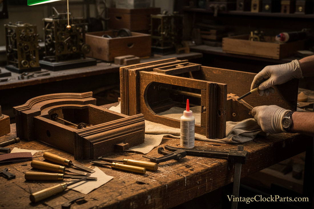 Applying Brown Wash Finish to Clock Cases