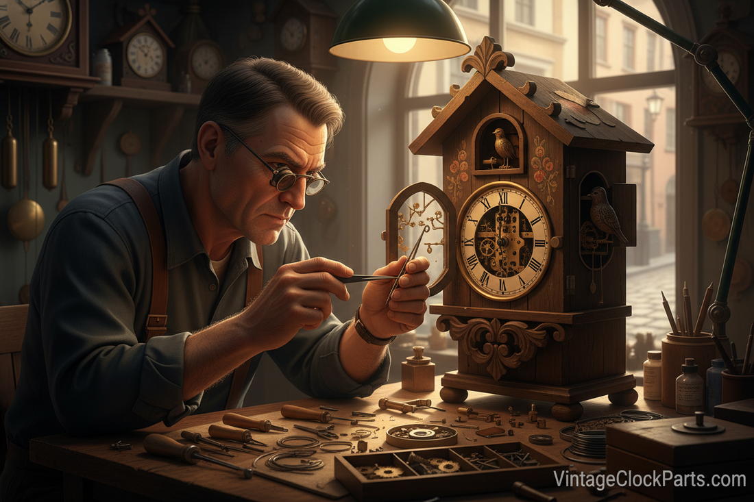 Cuckoo Clock Stops at 5 to the Hour: Music Box Release Lever and Plastic Tube Stop Repair