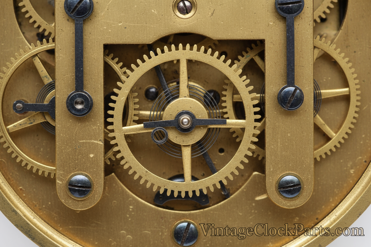 Antique Clock Movement Time Side 3rd Wheels