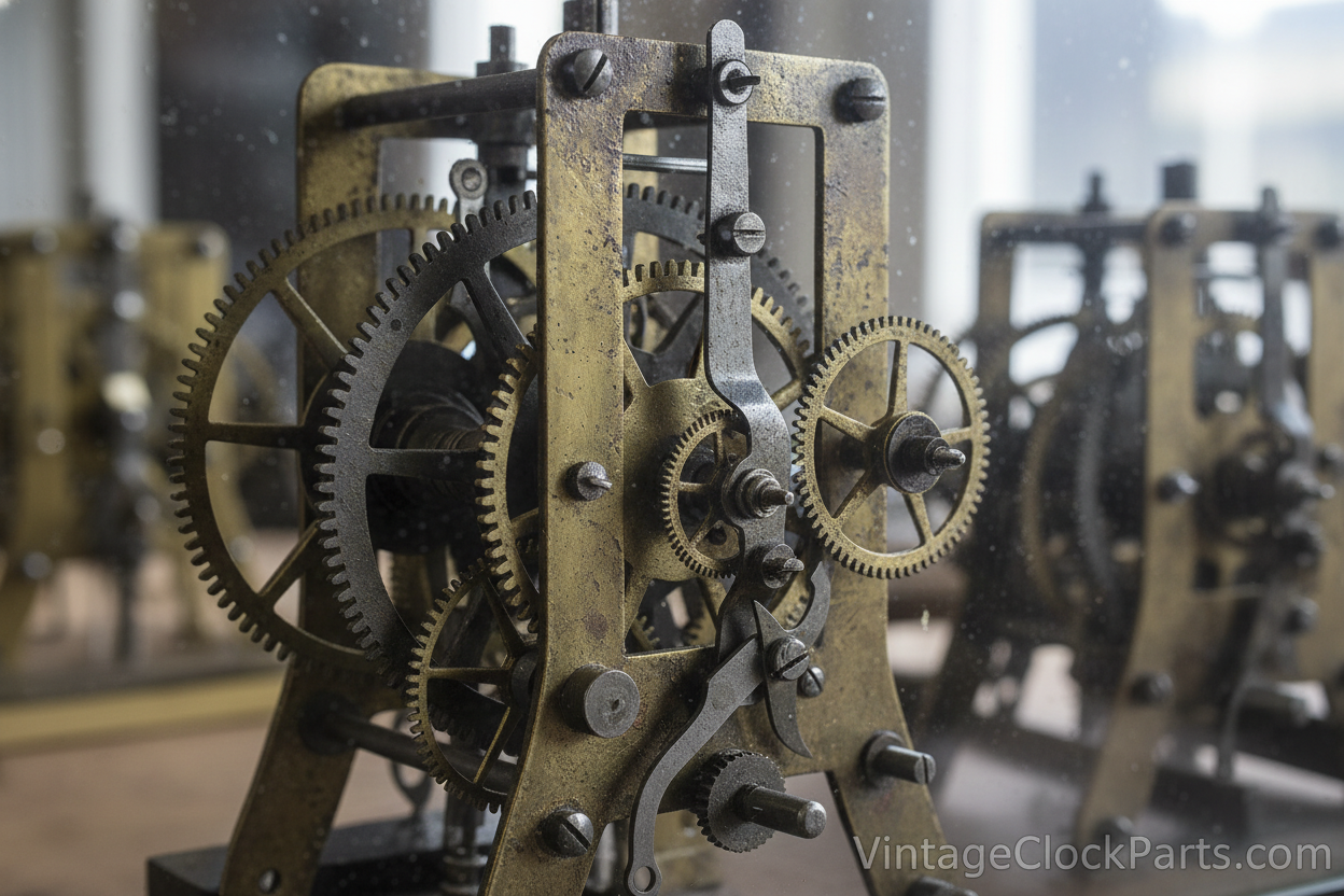 Antique Clock Movement Strike Side 2nd Wheels