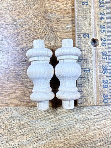 Pair Of Wood Spindles 1.25 Inch Long With .29 Inch Diameter Tenons (K9801)