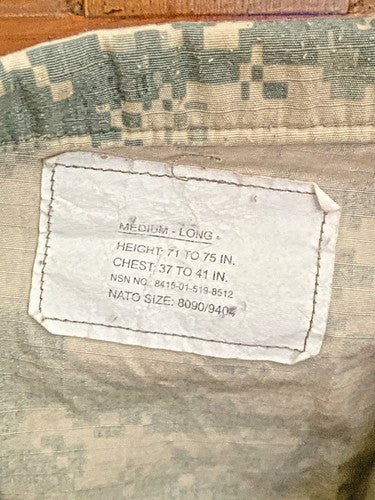 ACU Shirt/Coat Medium Long USGI Digital Camo Cotton/Nylon Ripstop Army (KA1)