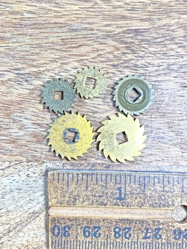 Assorted Lot Of Old Clock Movement Click Wheels (Lot Of 5) (KD2107)