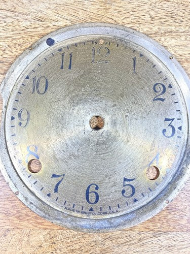 Old Unbranded 8 Day Metal Clock Movement Dial Pan (KD013)