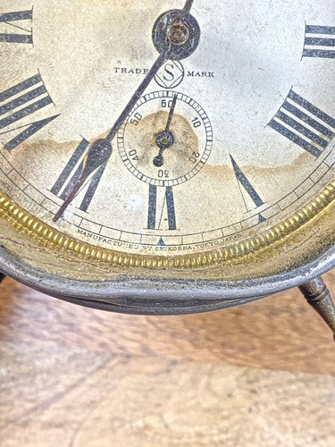 Antique Seikosha Alarm Clock For Parts Or Repair (Time Spring Blown)   (K9965A)