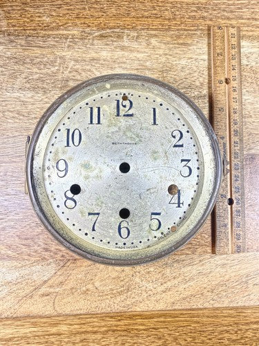 Seth Thomas (124 Mvmt) Clock Dial (5.65 Inch Dia) W/ Bezel (No Glass)    (KD726)