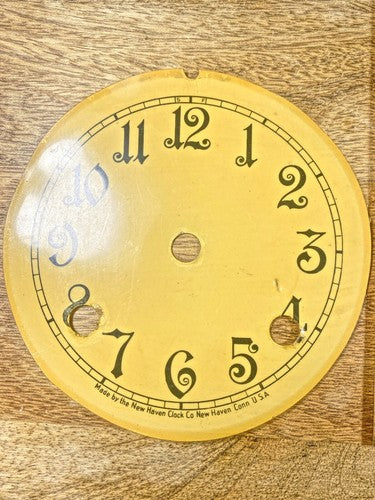 Old 4 3/4 Inch New Haven 8 Day Clock Dial (Canvas?) (KD255)