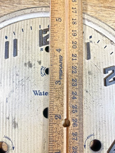 Old Waterbury Westminster Chime Clock Dial Pan (See Pics to ID Mvmt)   (KD603)