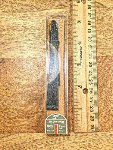 Vintage Speidel (NIB) Black Fine Grain Cowhide Watch Band (13mm or 1/2")(K8023)