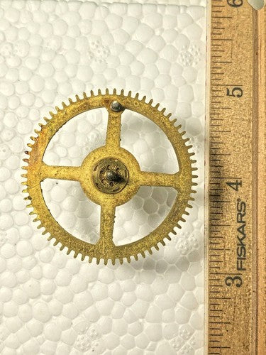 Ingraham (Stamped 2 25) Clock Mvmt Strike Side 4th Wheel (See Pics To ID (K8958)