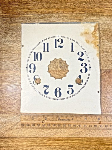 Old Metal Clock Dial Pan (6 1/8 X 7 1/8 Inches) 5 Inch Dia Ring (KD837)