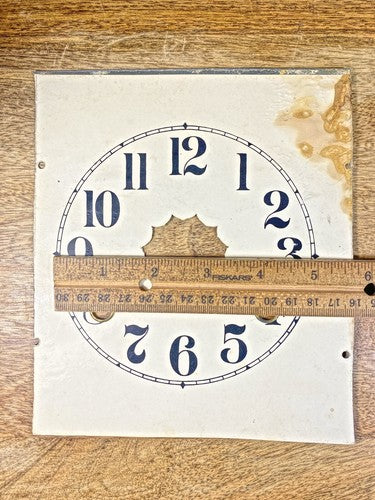 Old Metal Clock Dial Pan (6 1/8 X 7 1/8 Inches) 5 Inch Dia Ring (KD837)