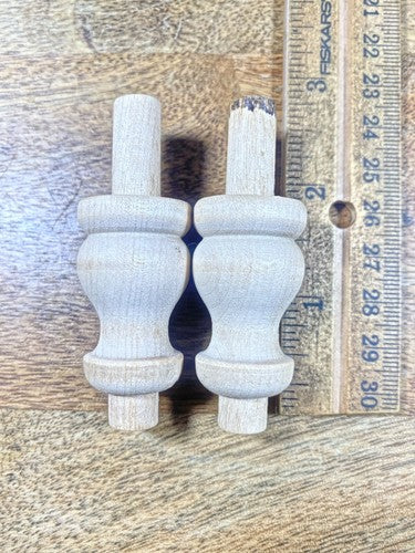 Pair Of Wood Spindles 1.50 Inch Long With .39 Inch Diameter Tenons (K9821)