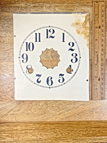 Old Metal Clock Dial Pan (6 1/8 X 7 1/8 Inches) 5 Inch Dia Ring    (KD837)