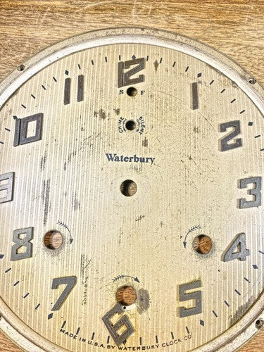 Old Waterbury Westminster Chime Clock Dial Pan (See Pics to ID Mvmt)   (KD603)