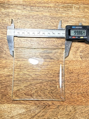 98.40mm Square Convex Clock Glass (Note:Corners Flare Out To 99.86mm)    (K8740)