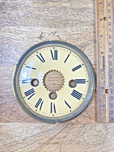Antique Clock Dial 4 7/8 Inch Dia W/ Trim Ring (KD1721)
