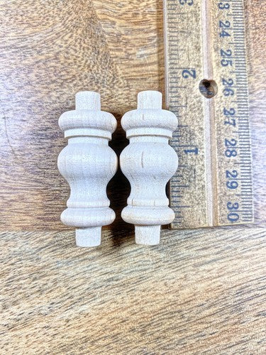 Pair Of Wood Spindles 1.25 Inch Long With .29 Inch Diameter Tenons (K9801)