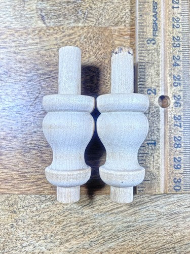Pair Of Wood Spindles 1.50 Inch Long With .39 Inch Diameter Tenons (K9821)
