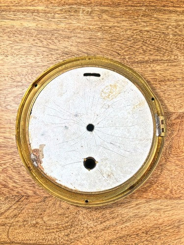 Old 5.57 Inches Dia Clock Bezel W/ Porcelain Time Only Dial (No Glass)   (K9245)