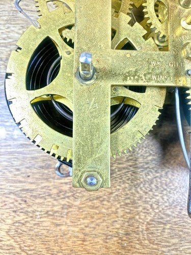 Gilbert Clock Movement (Stamped June 3 1879) Pendulum Rod and Spring (K9870)