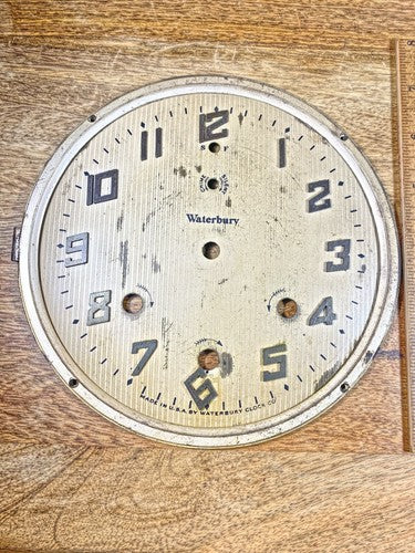 Old Waterbury Westminster Chime Clock Dial Pan (See Pics to ID Mvmt)   (KD603)