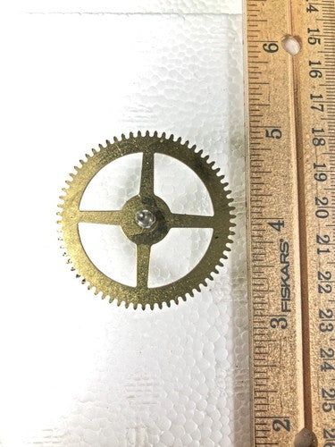 Made In Japan Clock Movement Time Side 4th Wheel (See Pics To ID Mvmt) (K8607)