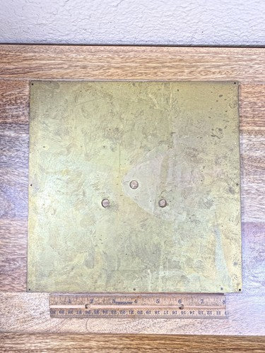 Old Brass Clock Dial Pan 9 7/8 Inches Wide X 9 7/8 Inches Tall  (LL5242)