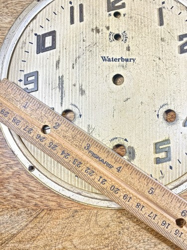 Old Waterbury Westminster Chime Clock Dial Pan (See Pics to ID Mvmt) (KD603)
