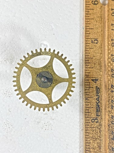 Old Sessions Clock Movement Time Side 3rd Wheel (See Pics To ID Mvmt) (KD1639)