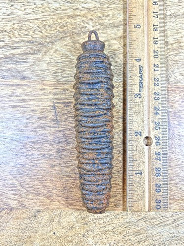 Cuckoo Clock Cast Iron Pine Cone Weight 240g 4 3/8 Inches Long    (K9886)