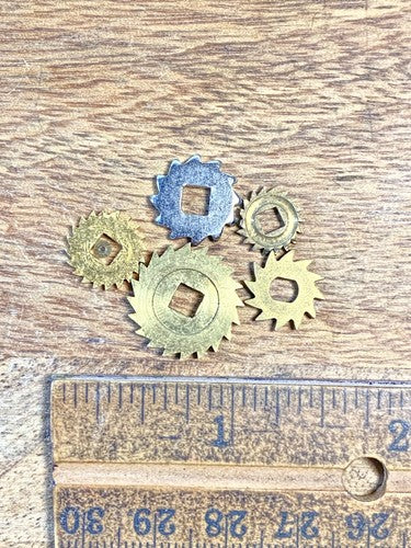 Assorted Lot Of Old Clock Movement Click Wheels (Lot Of 5) (KD2079)