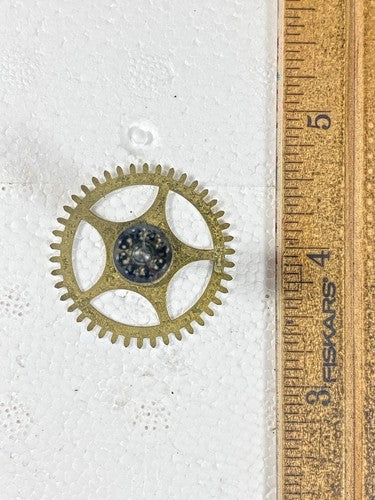 Old Sessions Clock Movement Time Side 3rd Wheel (See Pics To ID Mvmt) (KD1639)