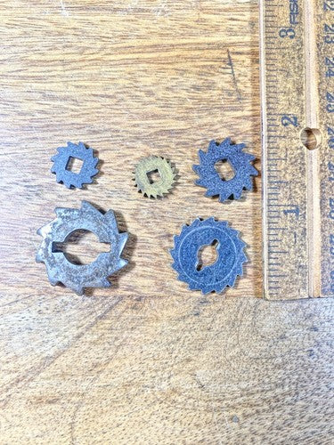 Assorted Lot Of Old Clock Movement Click Wheels (Lot Of 5) (KD1990)