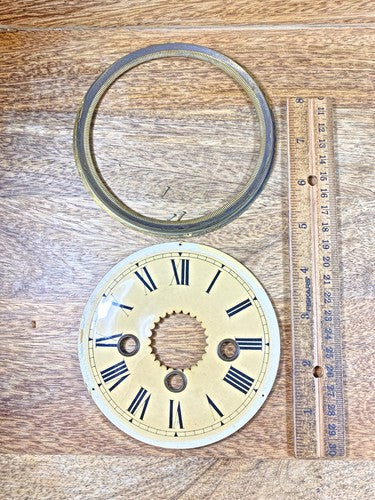 Antique Clock Dial 4 7/8 Inch Dia W/ Trim Ring (KD1721)