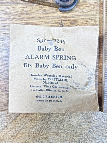 Vintage Westclox Baby Ben Alarm Spring (KD821)