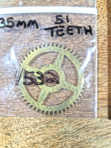 Clock Movement Escape Wheel 35mm Diameter 51 Teeth  (K9488)