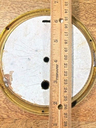 Old 5.57 Inches Dia Clock Bezel W/ Porcelain Time Only Dial (No Glass)   (K9245)