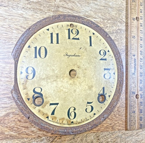 Old Ingraham Clock Movement Dial Pan (5.68 Inch Or 144.32mm Dia)       (KD270)