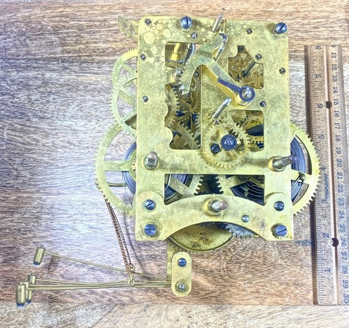 Old Waterbury Westminster Chime Clock Dial Pan (See Pics to ID Mvmt)   (KD603)