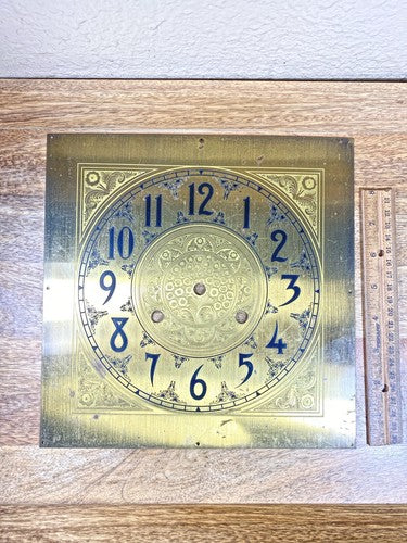 Old Brass Clock Dial Pan 9 7/8 Inches Wide X 9 7/8 Inches Tall  (LL5242)