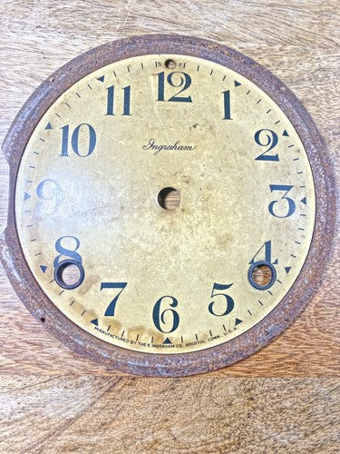 Old Ingraham Clock Movement Dial Pan (5.68 Inch Or 144.32mm Dia)    (KD270)