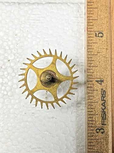 Gilbert Clock Movement (Stamped 24) Escape Wheel (See Pics To ID Mvmt) (K9597)