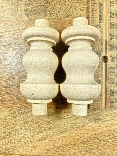 Pair Of Wood Spindles 2.24 Inch Long With .48 Inch Diameter Tenons (K9800)
