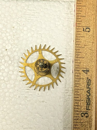 Gilbert Clock Movement (Stamped 24) Escape Wheel (See Pics To ID Mvmt) (K9597)