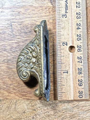 Antique Black Mantel Clock Side Handle  (K8684)