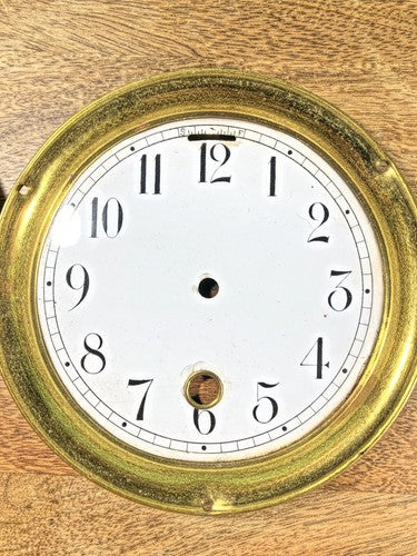 Old 5.57 Inches Dia Clock Bezel W/ Porcelain Time Only Dial (No Glass)  (K9245)