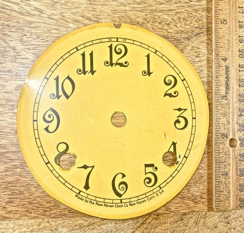 Old 4 3/4 Inch New Haven 8 Day Clock Dial (Canvas?) (KD255)