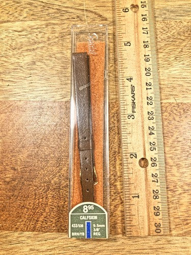 Vintage Speidel (NIB) Brown Calfskin Watch Band (9.5mm or 3/8") (K8063)