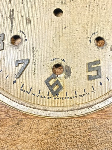 Old Waterbury Westminster Chime Clock Dial Pan (See Pics to ID Mvmt) (KD603)